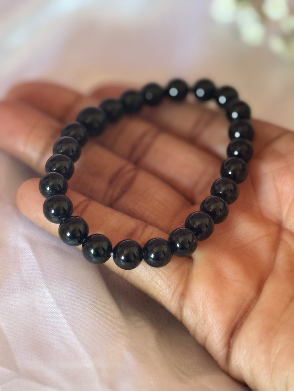 Black Obsidian Crystal Bracelet | Large Bead Protection Gemstone Jewelry